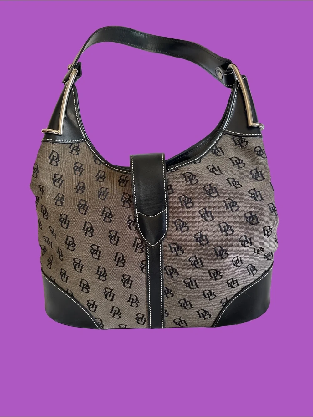 Dooney & Bourke DB Monogram Hobo Bag Silver Hardware